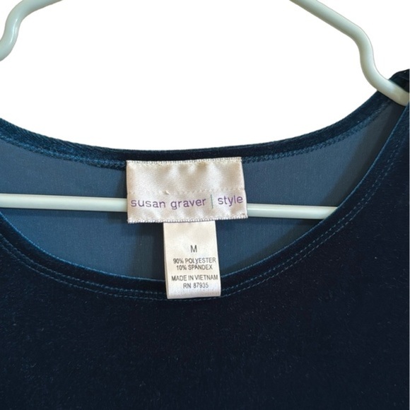 Elegant Queen Blue Sleeveless Stretch‎ Velvet Dress by Susan Graver - Picture 9 of 10